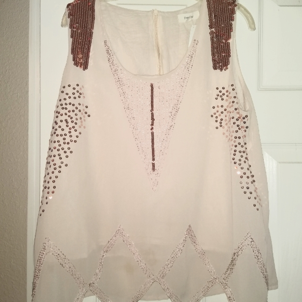 Rose gold sequin tank top sheer